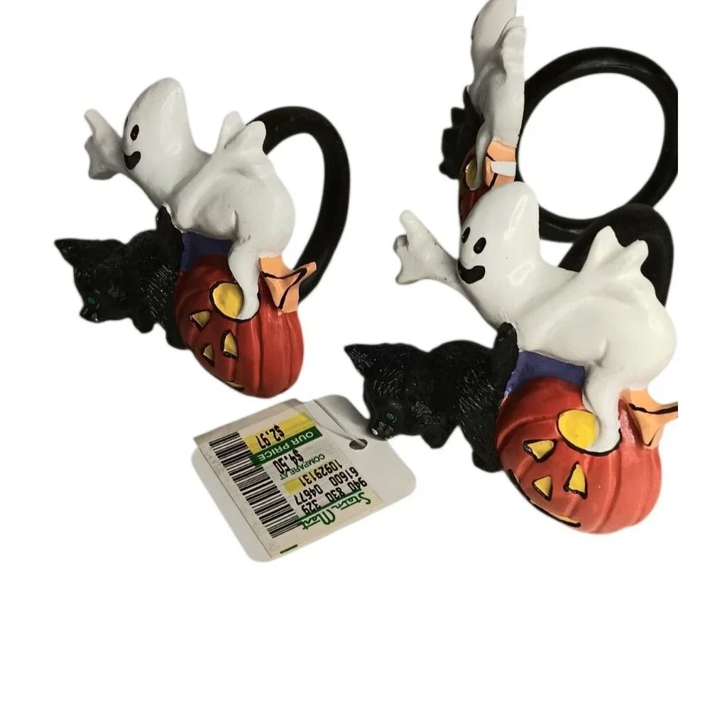 Halloween Napkin Rings Black Cat Ghost Pumpkin Set Of Six Kemp & Beatley